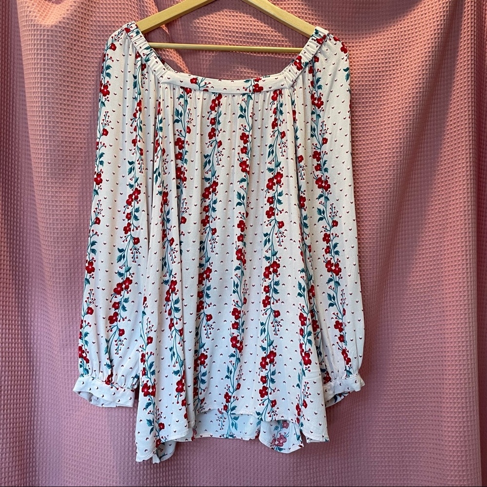 ♻️ GUC Old Navy Long Sleeve Off the Shoulder Floral Blouse Sz XXL